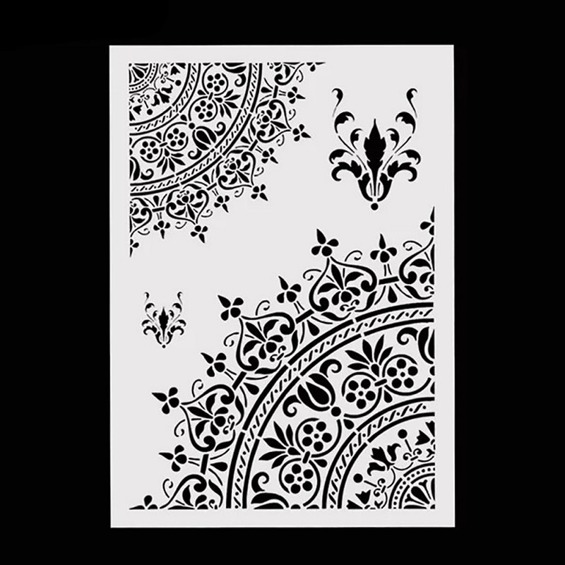 1 vnt. „Pasidaryk pats“ dideli mandalų trafaretai, skirti tapyti amatų sienų dekoravimui, iškarpų albumui, štampavimui, reljefiniam albumui, popieriaus kortelės šablonui