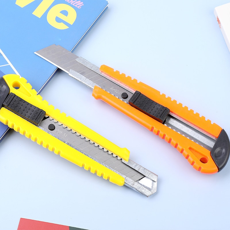 Nonvor Cuțit utilitar retractabil de culoare aleatorie Cuțit utilitar artistic Unghi de design cu blocare automată cu tăietor de fracturi Cuțit de papetărie
