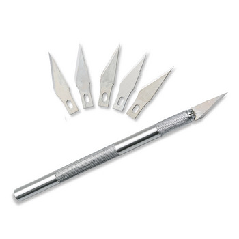 DIY Art Cutting Tool Craft Cutting Kinfe with Blade Safety Cutter Χαρτινομαχαίρι με 5τμχ Λεπίδες κοπής στυλό μεταλλικό στυλό χάραξης