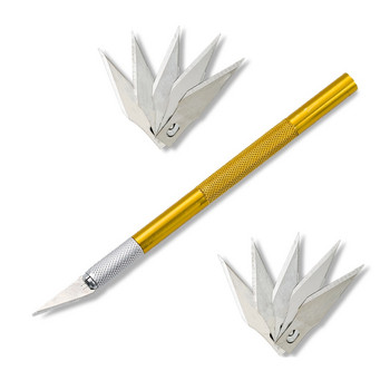 DIY Art Cutting Tool Craft Cutting Kinfe with Blade Safety Cutter Χαρτινομαχαίρι με 5τμχ Λεπίδες κοπής στυλό μεταλλικό στυλό χάραξης