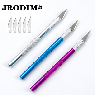 DIY Art Cutting Tool Craft Cutting Kinfe with Blade Safety Cutter Paper Knife with 5pcs Blades Cutting Pen Metal Engraving Pen