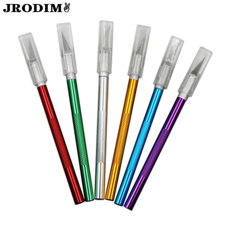 „Pasidaryk pats“ meno pjovimo įrankis, rankdarbiams skirtas pjaustymo įrankis su ašmenų saugos pjaustytuvu Popieriaus peilis su 5 vnt ašmenimis pjovimo rašiklis metalo graviravimo rašiklis