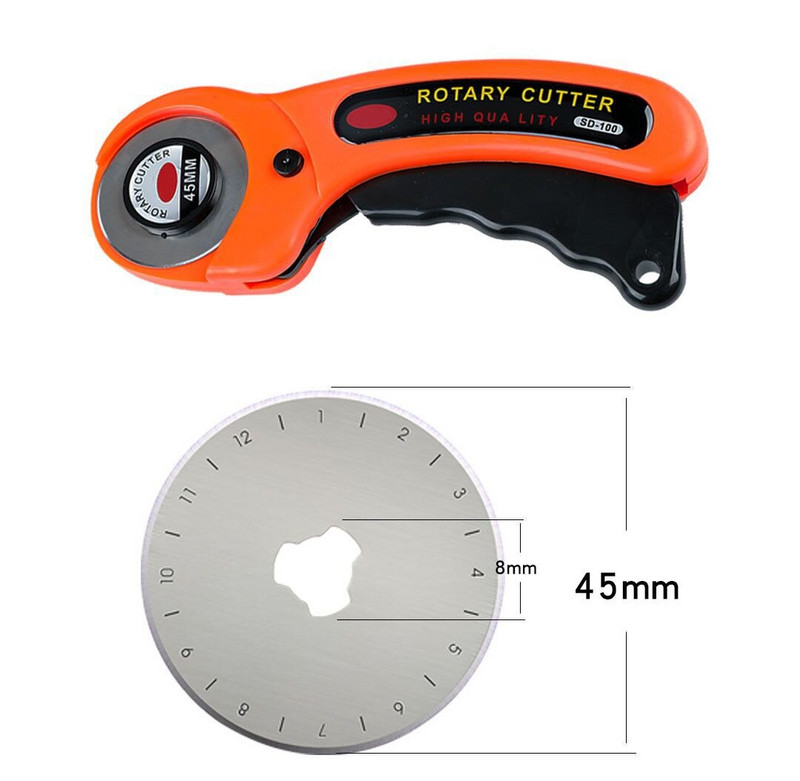 Cutter rotativ de 45 mm Instrument de tăiat piele cu cleme de cusut pentru matlasarea țesăturii, cusut, artizanat, lucrare de petice