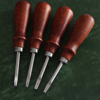 1 τεμ. Leather Edge Beveler DIY Leathercraft Tool 1.0/1.2/1.4/1.6mm Εργαλείο κοπής μαχαιριού σκιέρ με ξύλινη λαβή