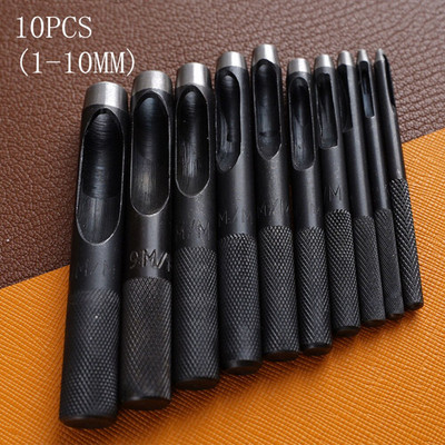 Στρογγυλό κοίλο σετ διάτρησης 10 τμχ Δερμάτινο Εργαλείο διάτρησης με κούφια τρύπα Εργαλείο κοπής για ζώνες ρολογιών Ζώνες καμβά (1-10 mm)