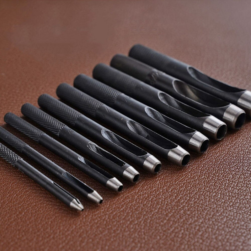 Στρογγυλό κοίλο σετ διάτρησης 10 τμχ Δερμάτινο Εργαλείο διάτρησης με κούφια τρύπα Εργαλείο κοπής για ζώνες ρολογιών Ζώνες καμβά (1-10 mm)