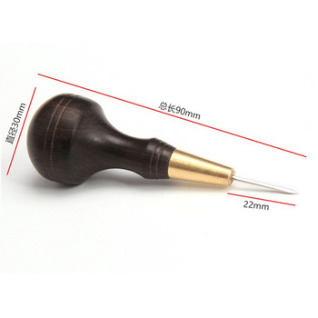 Δερμάτινο σουβλί ραφής σε σχήμα διαμαντιού Ebony Blackwood Brass Craft Εργαλείο χειροτεχνίας ραπτικό σουβλί DIY Stitcher Taper