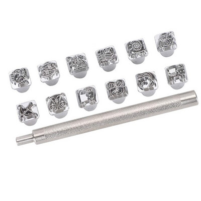 Stamping Punch Tool DIY Leather Craft Stamper + 1Pc Handle