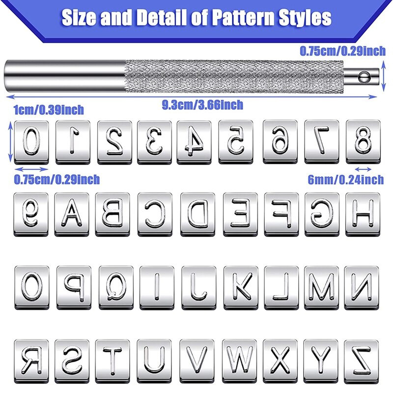 Stamping Punch Tool DIY Leather Craft Stamper + 1Pc Handle