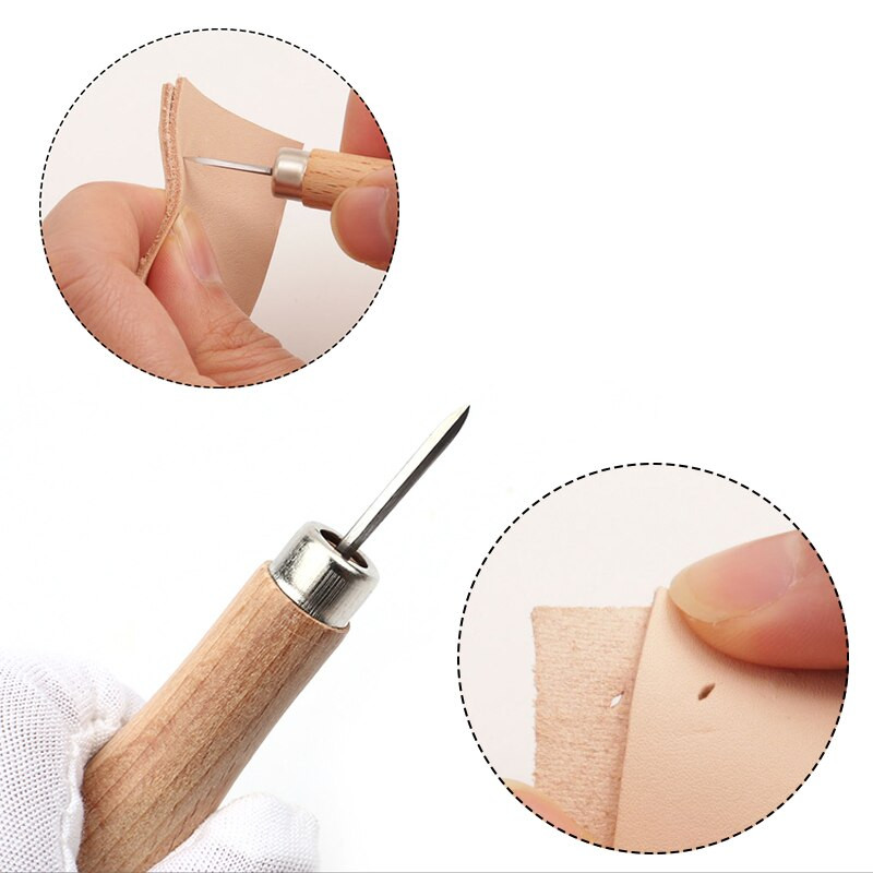 KRABALL 1ΤΕΜ. Δερμάτινο σουβλί 3-6mm Ξύλινη λαβή Punch Awl Ράψιμο Ραπτική Τρύπα για Επισκευή Παπουτσιών Leathercraft Professional