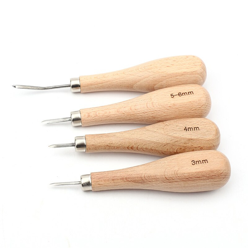KRABALL 1ΤΕΜ. Δερμάτινο σουβλί 3-6mm Ξύλινη λαβή Punch Awl Ράψιμο Ραπτική Τρύπα για Επισκευή Παπουτσιών Leathercraft Professional
