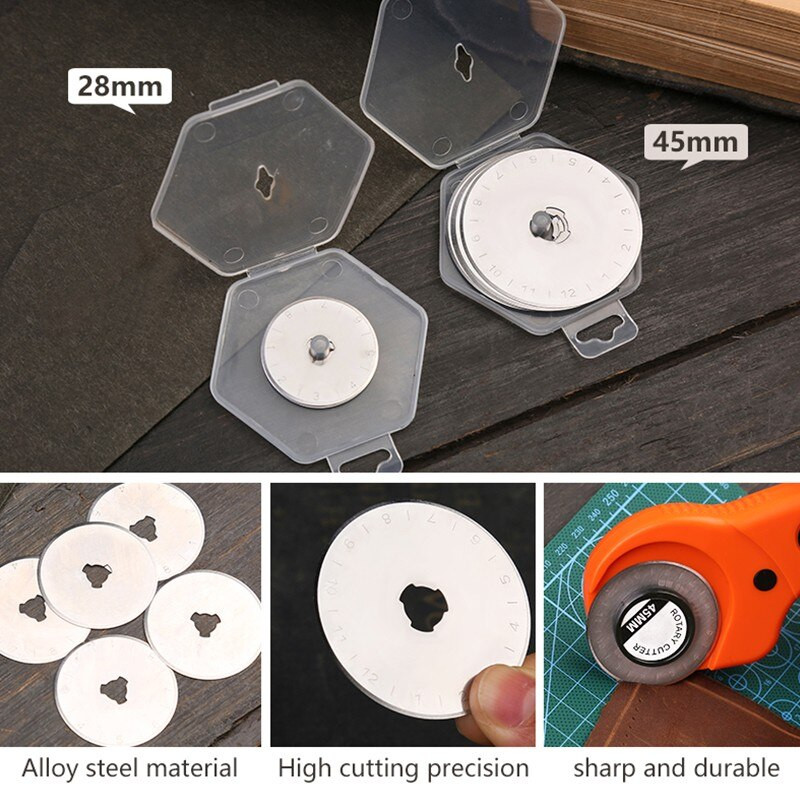 Lame rotative de tăiere de 28/45 mm din oțel inoxidabil SK5 Lame rotative de schimb pentru matlasarea țesăturii din piele, instrumente de cusut pentru patchwork