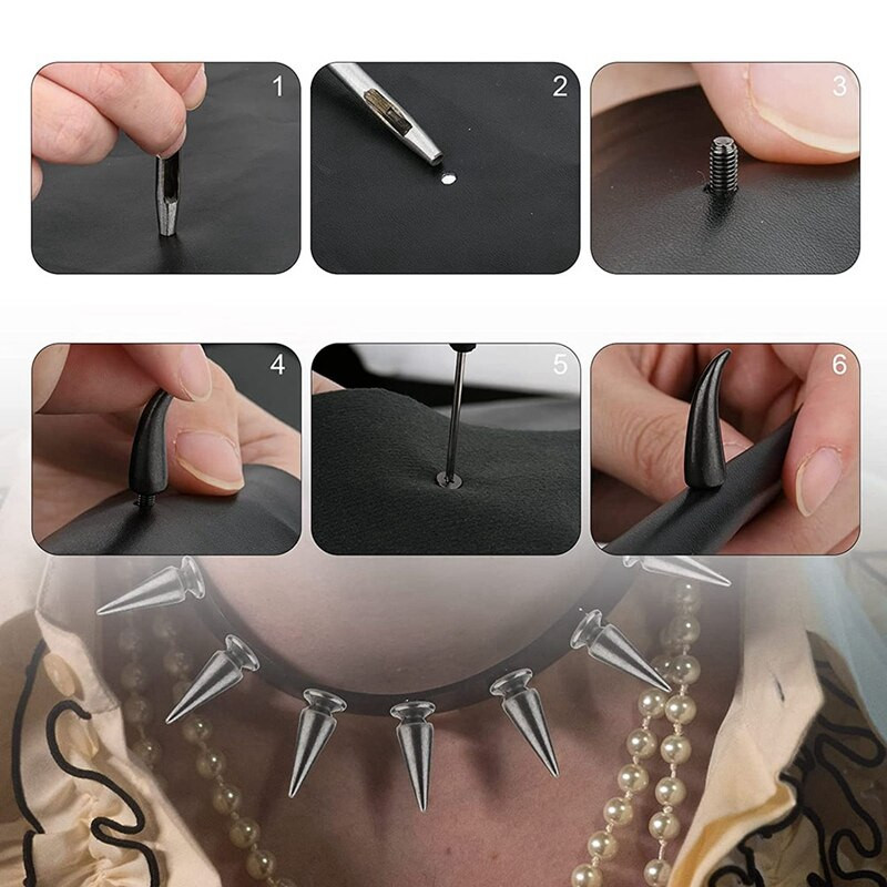 50 kompleta mješovitog oblika, konusni šiljci, zakovice, komplet za zakovice za odjevne dodatke u punk stilu DIY dekoracija