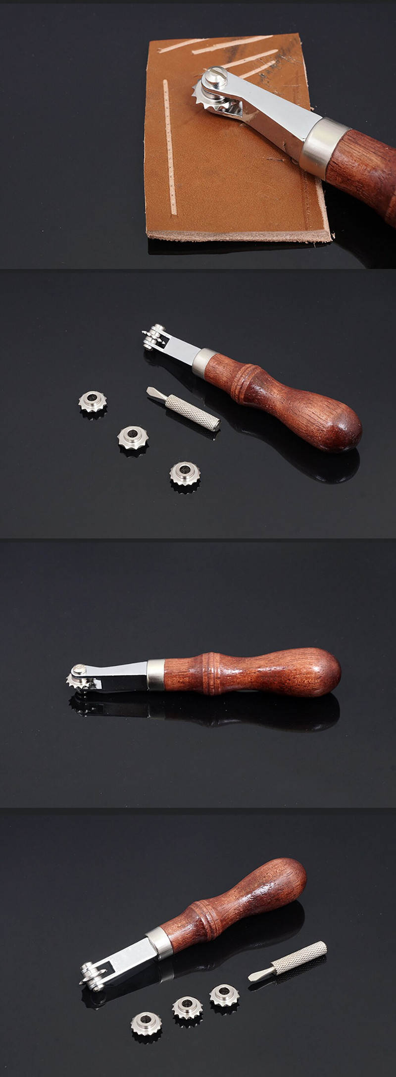 Σετ εργαλείων Leathercraft Spacer Spacer System Embossing Sewing Stitch Spacer Stitching Wheel Marker Tool for DIY Leather Arts&Work