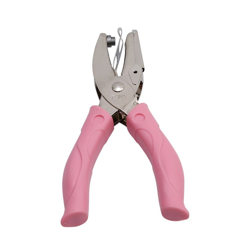 Νέο χειρολαβή 1 τρύπα μεταλλικό χαρτί διάτρησης ευχετήριες κάρτες σε σχήμα καρδιάς με τρύπα για λεύκωμα σημειωματάριο εργαλείο χειρός με ροζ λαβή