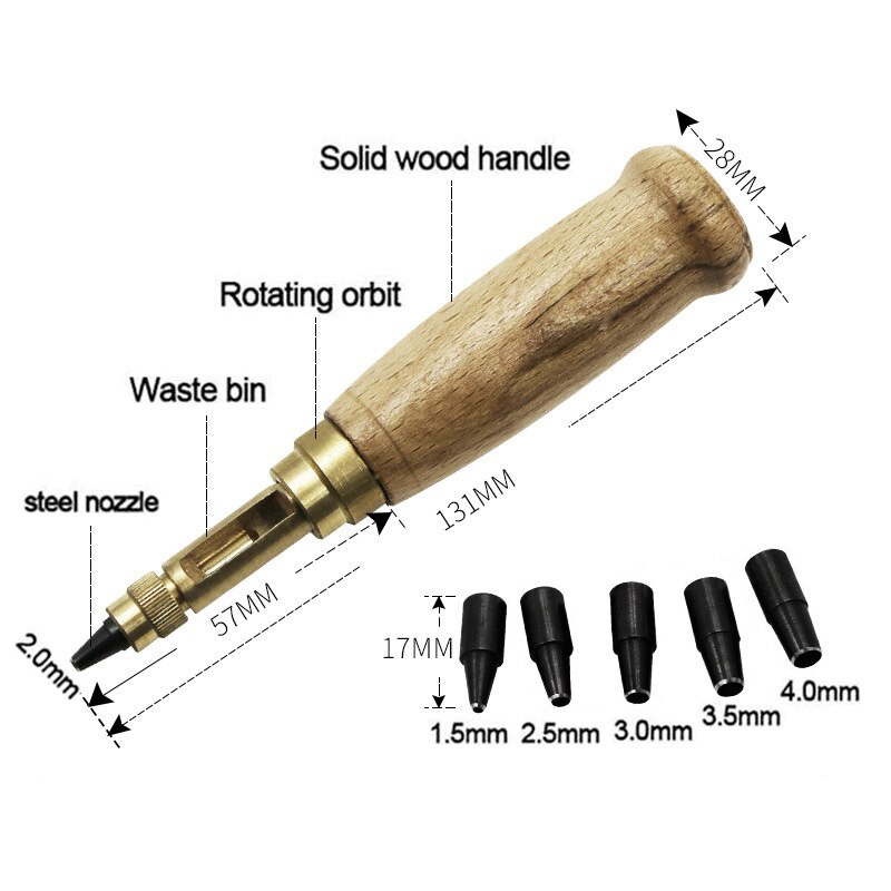 Ρυθμιζόμενη τρύπα για βίδα Αποσπώμενο τρυπάνι βιβλίου Αυτόματο με 6 μύτη μεγέθους 1,5-4 χιλιοστά Αυτόματη δερμάτινη ζώνη Εργαλείο διάτρησης με βίδες