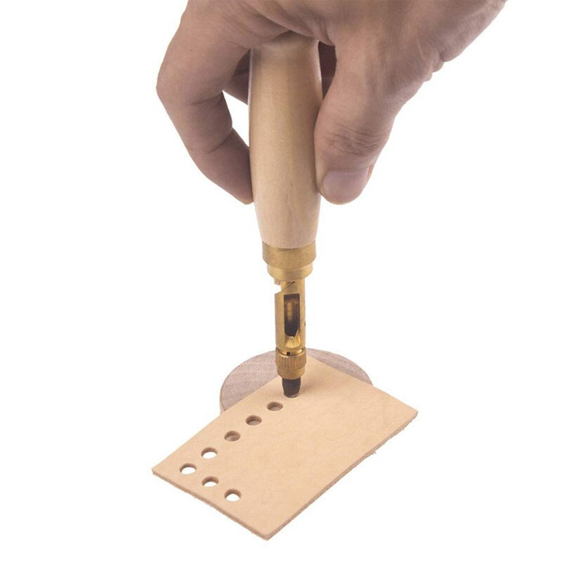 Ρυθμιζόμενη τρύπα για βίδα Αποσπώμενο τρυπάνι βιβλίου Αυτόματο με 6 μύτη μεγέθους 1,5-4 χιλιοστά Αυτόματη δερμάτινη ζώνη Εργαλείο διάτρησης με βίδες