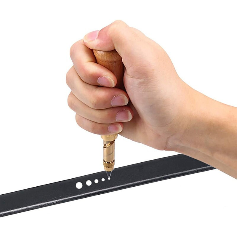 Ρυθμιζόμενη τρύπα για βίδα Αποσπώμενο τρυπάνι βιβλίου Αυτόματο με 6 μύτη μεγέθους 1,5-4 χιλιοστά Αυτόματη δερμάτινη ζώνη Εργαλείο διάτρησης με βίδες