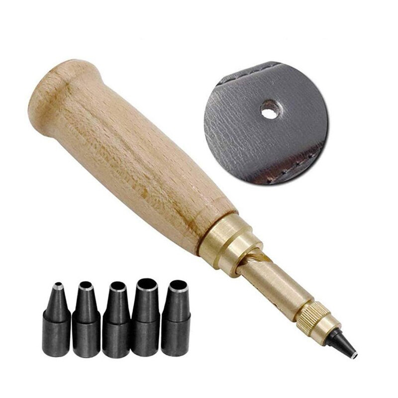 Ρυθμιζόμενη τρύπα για βίδα Αποσπώμενο τρυπάνι βιβλίου Αυτόματο με 6 μύτη μεγέθους 1,5-4 χιλιοστά Αυτόματη δερμάτινη ζώνη Εργαλείο διάτρησης με βίδες