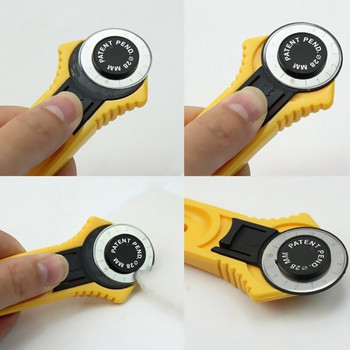 28 мм кръгло изрязани жълти въртящи се режещи ножове Пачуърк плат Кожени занаятчийски шевни инструменти GRSA889