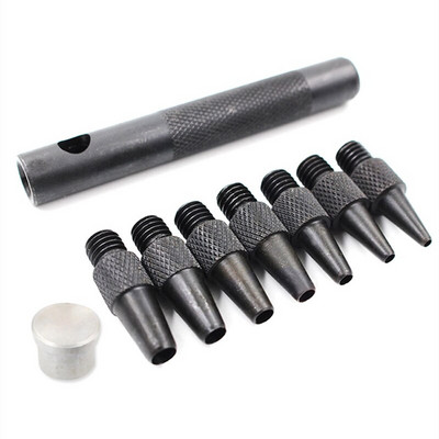 1 Σετ δερμάτινη τρύπα διάτρησης 2-2,5-3-3,5-4-4,5-5 χιλιοστά Αντικαταστάσιμη οπή οπής ζώνης διάτρησης Πολυλειτουργικά επίπεδη δερμάτινα εργαλεία