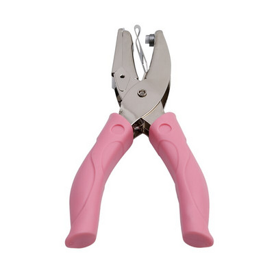 Χειρολαβή 1 τρύπα Μεταλλικό χαρτί διάτρησης Μονή τρύπα σε σχήμα καρδιάς για ευχετήριες κάρτες Λεύκωμα σημειωματάριο εργαλείο χειρός με ροζ λαβή