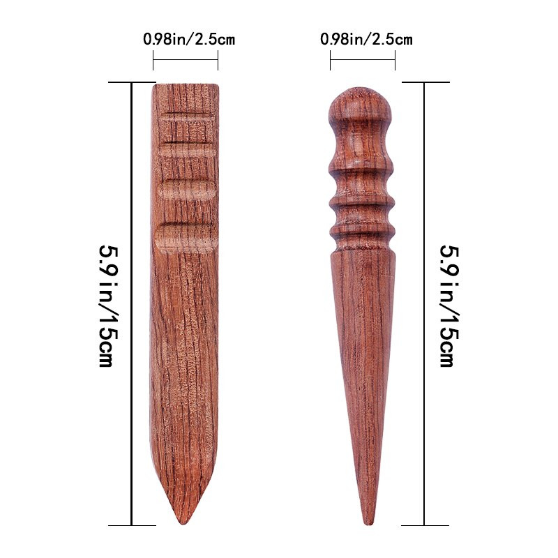 LMDZ Wood Leathercraft Wood Edge Slicker Round Flat DIY BurnisherSlicker Wood Burnishing Tool Wood Leathercraft Tools