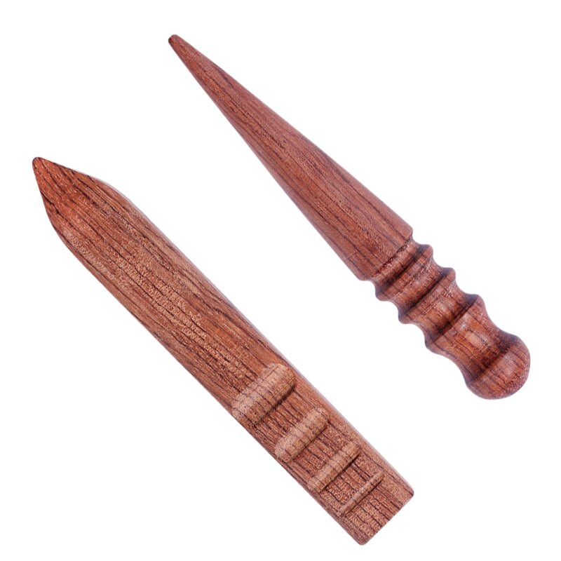 LMDZ Wood Leathercraft Wood Edge Slicker Round Flat DIY BurnisherSlicker Wood Burnishing Tool Wood Leathercraft Tools