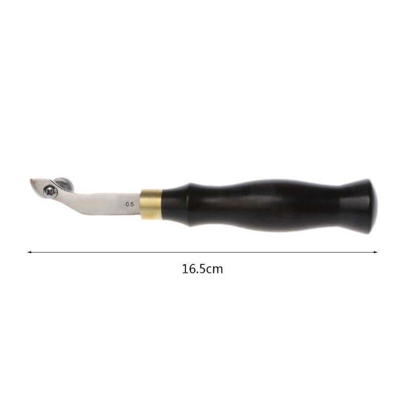 Ρυθμιζόμενο τσαλάκωτο από ανοξείδωτο ατσάλι πλάγιο άκρο Ebony Handle Leather Craft Tool 0,5/1,2/1,5mm