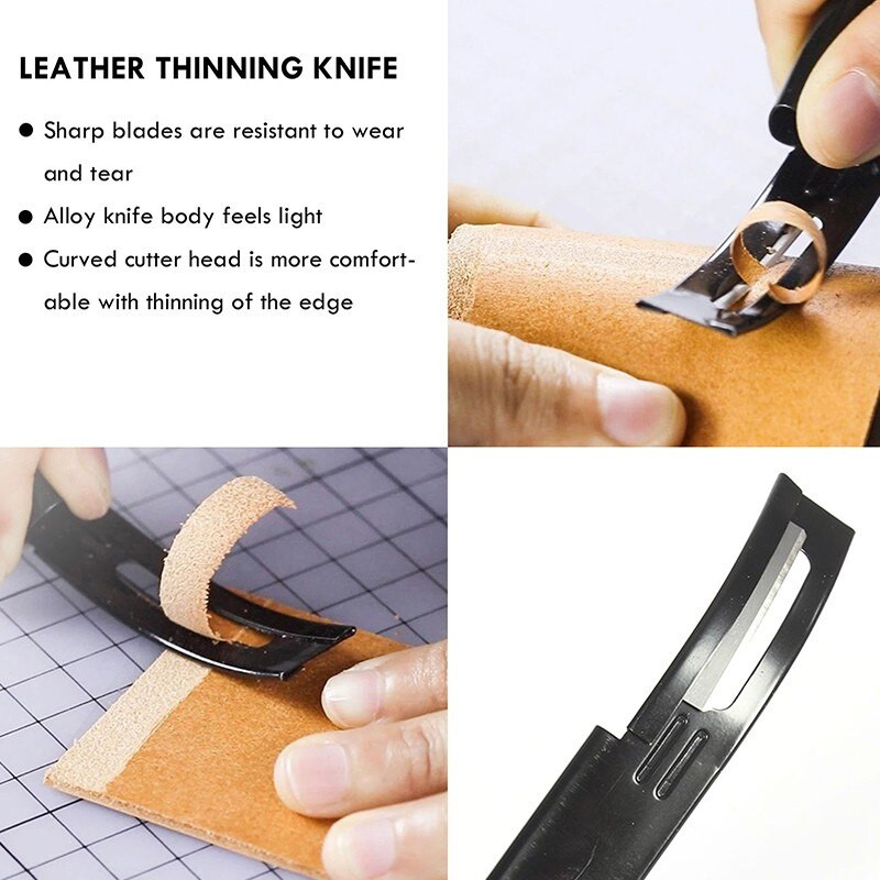 Leather Thinning Knife Ασφαλές Skiver Beveler with 3 Blades Thinning Leather Craft Blade Leathercraft Εργαλεία μαχαιριών σκι