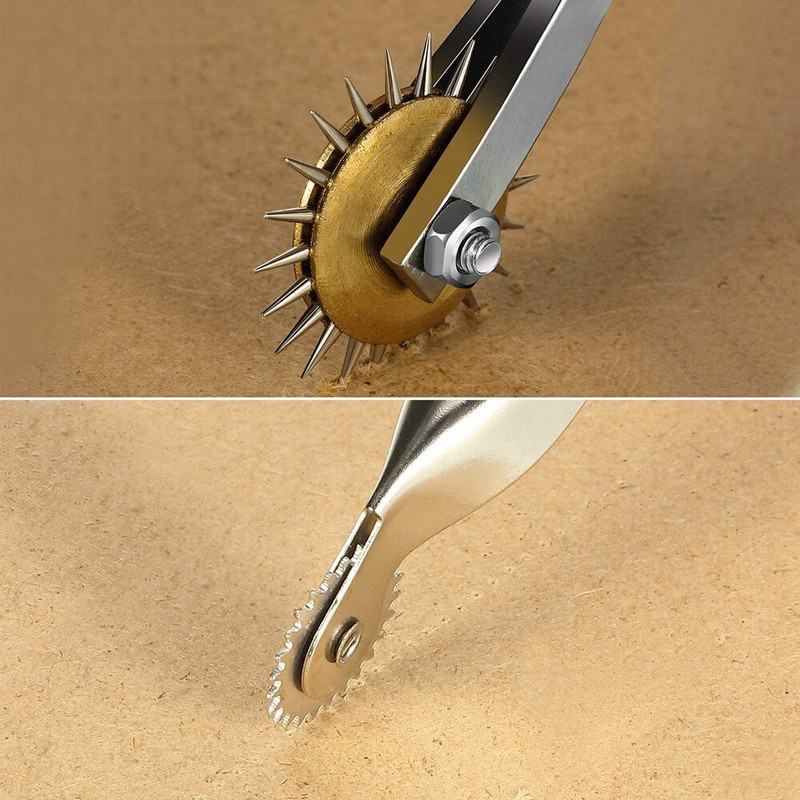 1 ΤΕΜ. DIY Ατσάλινο οδοντωτό ύφασμα Δερμάτινο τροχό Πίεσης Ζώνης Στρογγυλού ορίου Γραμμή σάρωσης Εργαλεία Ραπτικής Ραπτικής Σταυροβελονιάς