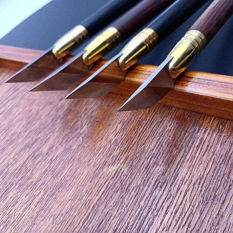 Baver Δερμάτινα χειροτεχνία μαχαίρια με λοξότμητη άκρη ξύλινα μαχαίρια στυλό σκαλίσματος Εργαλείο κοπής Diy