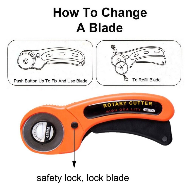 Αξεσουάρ ραπτικής 45mm Περιστροφικό Δερμάτινο Craft Cutter Δερμάτινο Εργαλείο κοπής Fabric Cutter Κυκλική λεπίδα DIY Patchwork Quilting Cut