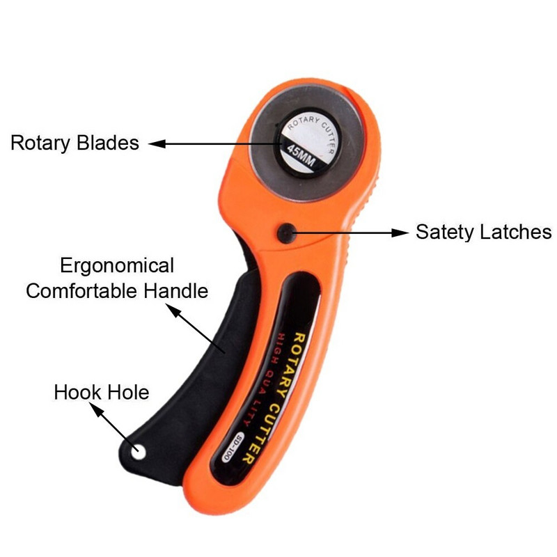 Αξεσουάρ ραπτικής 45mm Περιστροφικό Δερμάτινο Craft Cutter Δερμάτινο Εργαλείο κοπής Fabric Cutter Κυκλική λεπίδα DIY Patchwork Quilting Cut