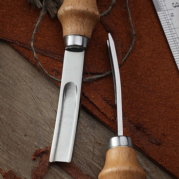 3 μεγεθών Practical Leather Craft Edge Beveler 4mm 6mm 8mm DIY Φτυάρι πλατύστομα μαχαίρι κοπής Εργαλείο χειροτεχνίας με ξύλινη λαβή