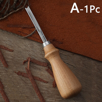 3 μεγεθών Practical Leather Craft Edge Beveler 4mm 6mm 8mm DIY Φτυάρι πλατύστομα μαχαίρι κοπής Εργαλείο χειροτεχνίας με ξύλινη λαβή