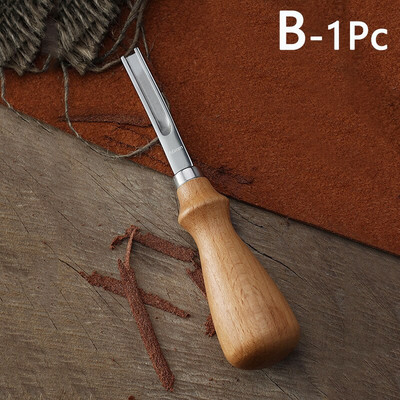 3 μεγεθών Practical Leather Craft Edge Beveler 4mm 6mm 8mm DIY Φτυάρι πλατύστομα μαχαίρι κοπής Εργαλείο χειροτεχνίας με ξύλινη λαβή
