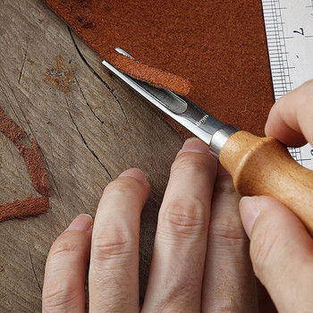 1PCS дървена дръжка френски стил Leathercraft Leather Edge Beveler Leather Cutting Skiving Trimming Tool Инструмент за изработка на кожа