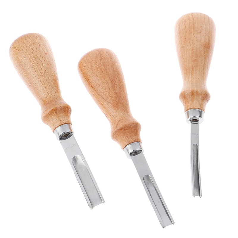 1 vnt. medinė rankena prancūziško stiliaus odinis odinis kraštas „beveler“ odos pjovimas, apipjaustymo įrankis, odinis amatų įrankis