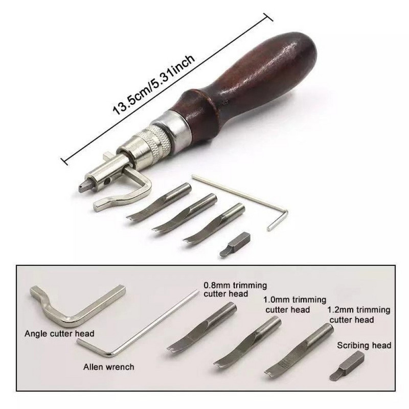 Σετ 7 σε 1 πολυλειτουργικό δερμάτινο εργαλείο Kit groover for skin edger Σετ ρυθμιζόμενης ραφής για δερμάτινο κόφτη εργαλείων DIY