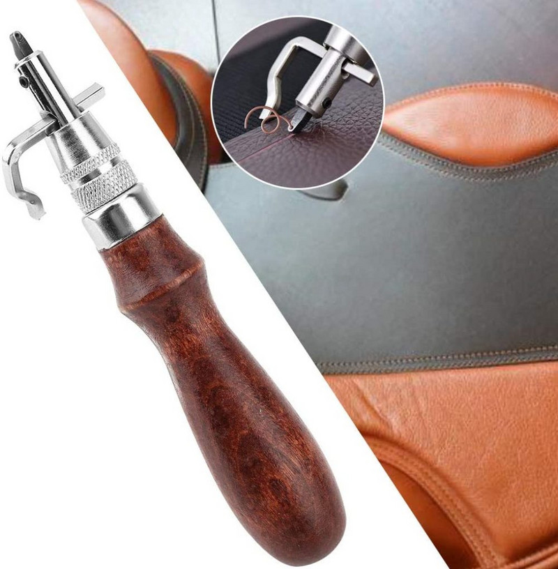 Σετ 7 σε 1 πολυλειτουργικό δερμάτινο εργαλείο Kit groover for skin edger Σετ ρυθμιζόμενης ραφής για δερμάτινο κόφτη εργαλείων DIY