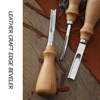 3 μεγέθη A4mm A6mm A8mm Πρακτικό Δερμάτινο Craft Edge Beveler Skiving Beveling Knife DIY Κοπτικό εργαλείο χειροτεχνίας με ξύλινη λαβή
