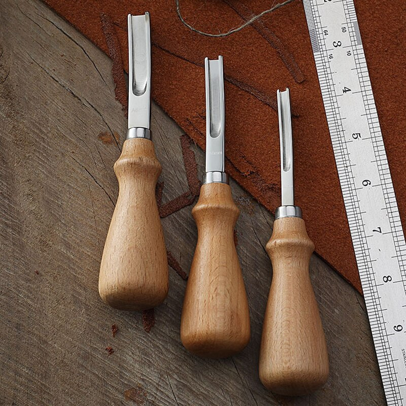 3 dimensiuni A4mm A6mm A8mm Cuțit practic pentru artizanat din piele Cuțit de teșit pentru tăiere cu mâner din lemn