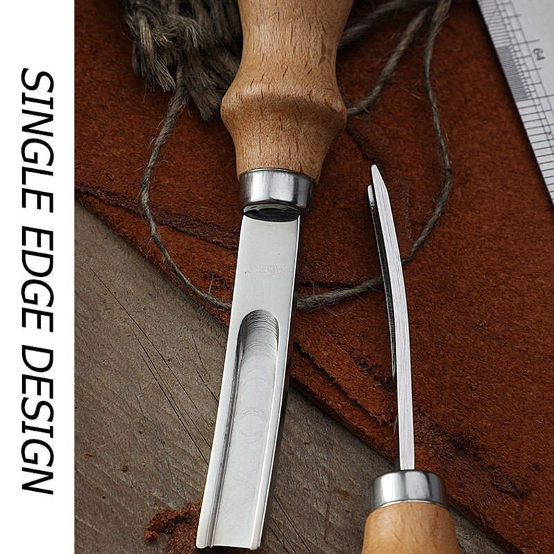 3 dimensiuni A4mm A6mm A8mm Cuțit practic pentru artizanat din piele Cuțit de teșit pentru tăiere cu mâner din lemn