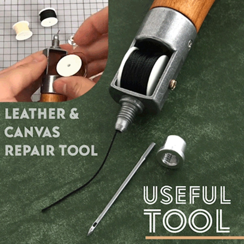 Ādas šūšanas stieņa komplekts Rokas šuvju komplekts Slēdzenes šuves Rokas šūšanas diegu adatu komplekts Amatniecības dūrienu šujmašīnu piederumi