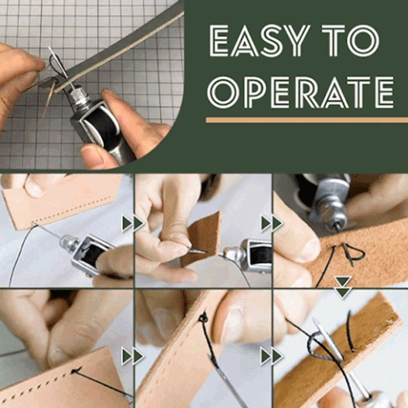 Ādas šūšanas stieņa komplekts Rokas šuvju komplekts Slēdzenes šuves Rokas šūšanas diegu adatu komplekts Amatniecības dūrienu šujmašīnu piederumi