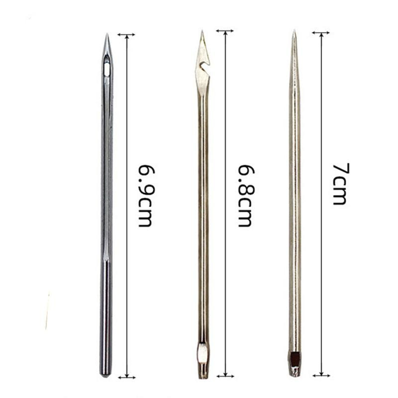 Ādas šūšanas komplekts DIY Ādas šūšanas auklas adata ar vara rokturi Ādas audekla telts apavu labošanas rīks ar neilona diegu