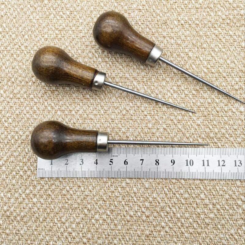 1vnt Profesionali odinė medinė rankena yla Įrankiai Siuvimo priedai Siuvimo yla, skirta odinei rankdarbiams susiuvimo siuvimo priedai