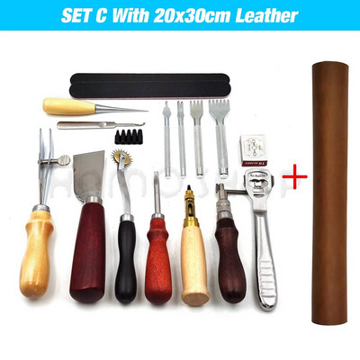 „Leathercraft“ įrankių rinkinys Profesionalus rankų siuvimo balno griovelio siuvimas Punch Drožybos darbo rinkiniai Įrankis „pasidaryk pats“ odiniams aksesuarams