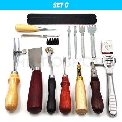 „Leathercraft“ įrankių rinkinys Profesionalus rankų siuvimo balno griovelio siuvimas Punch Drožybos darbo rinkiniai Įrankis „pasidaryk pats“ odiniams aksesuarams